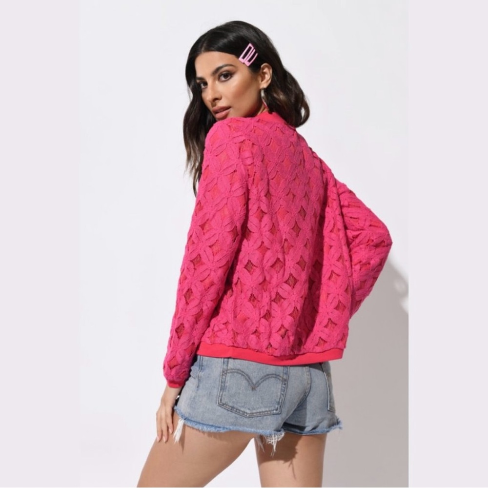 NWT Tobi Berry Pink Cotton Lace Casual Jacket - Small